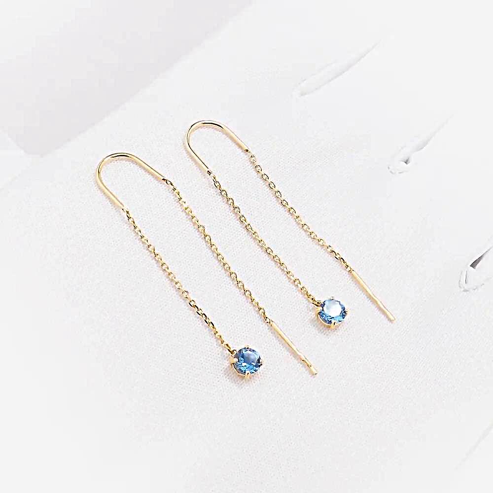 Серьги с топазами из красного золота 585 пробы