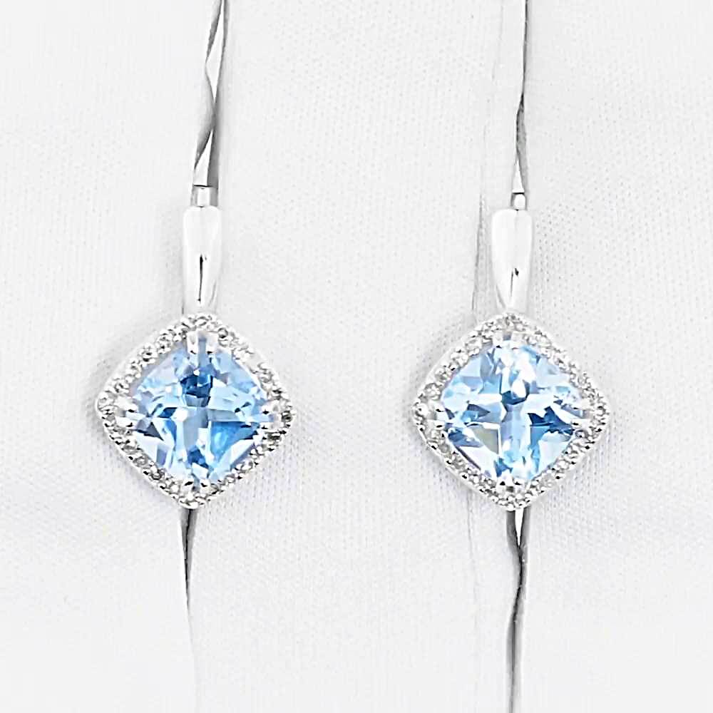 Серьги с топазами и бриллиантами из белого золота 585 пробы