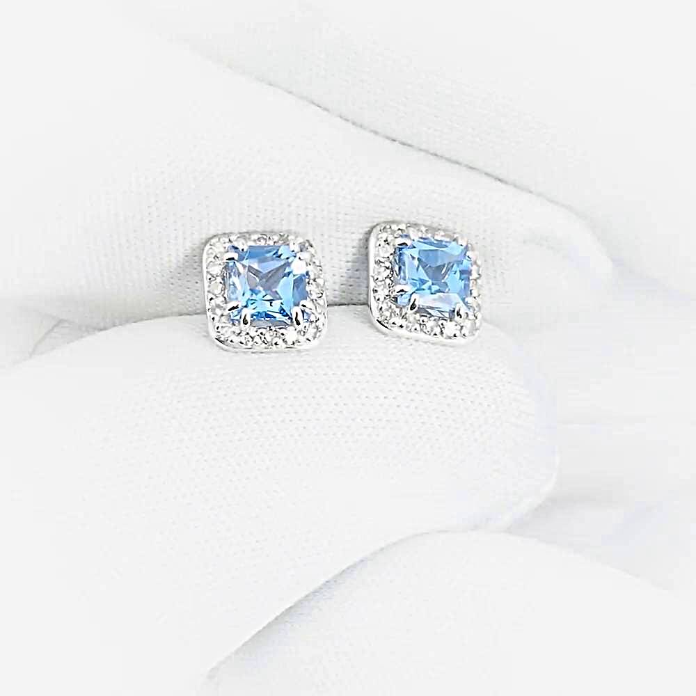 Серьги с топазами и бриллиантами из белого золота 585 пробы