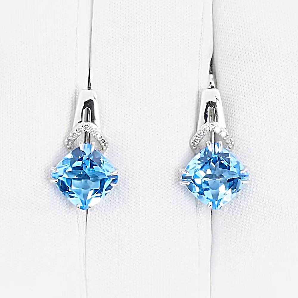 Серьги с топазами и бриллиантами из белого золота 585 пробы