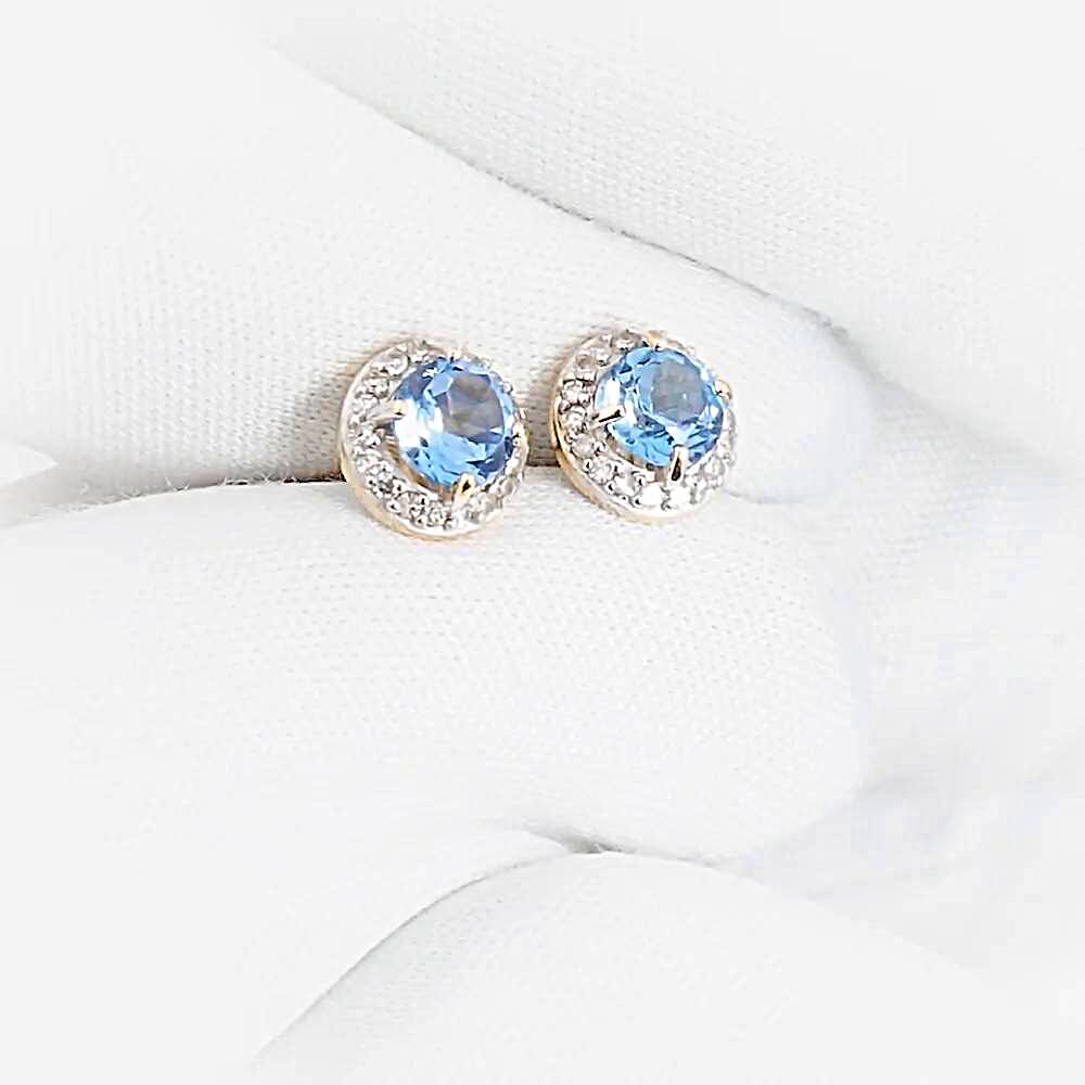 Серьги с топазами и бриллиантами из красного золота 585 пробы