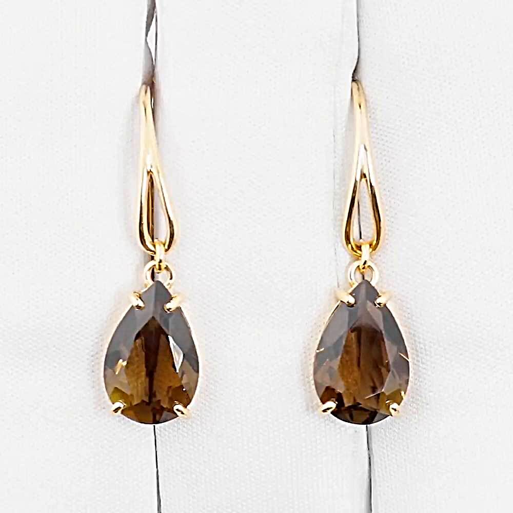 Серьги с раух-топазами из красного золота 585 пробы