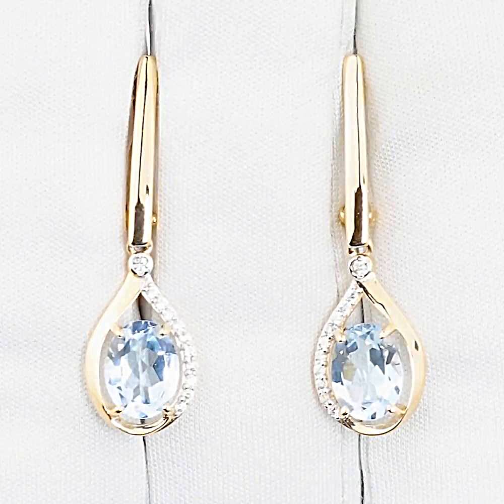 Серьги с топазами и фианитами из красного золота 585 пробы