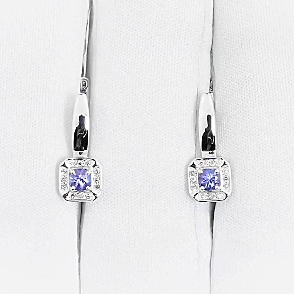 Серьги с танзанитами и бриллиантами из белого золота 585 пробы
