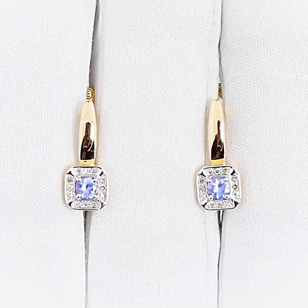 Серьги с танзанитами и бриллиантами из красного золота 585 пробы