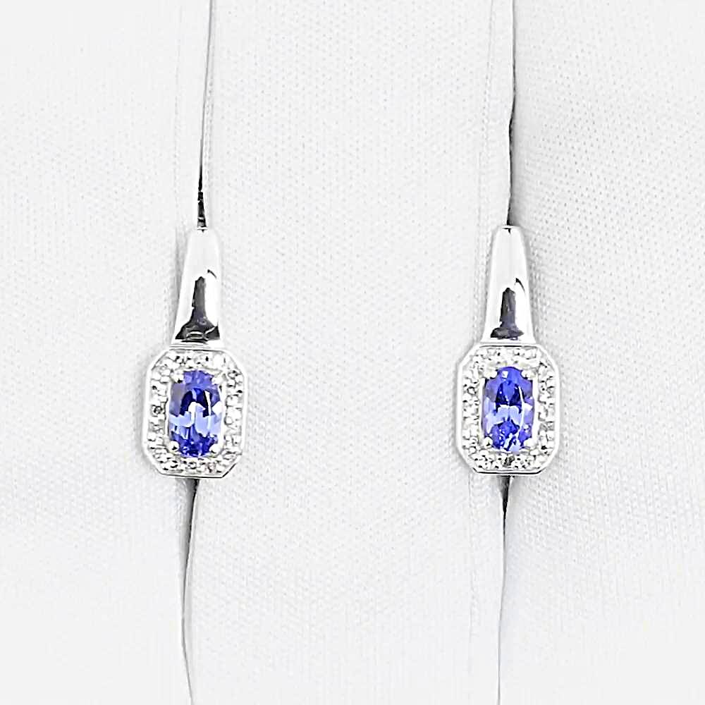 Серьги с танзанитами и бриллиантами из белого золота 585 пробы Серьги с танзанитами и бриллиантами из белого золота 585 пробы