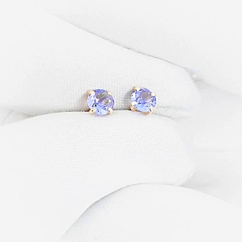 Серьги с танзанитами из красного золота 585 пробы