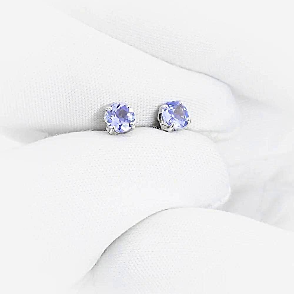 Серьги с танзанитами из белого золота 585 пробы
