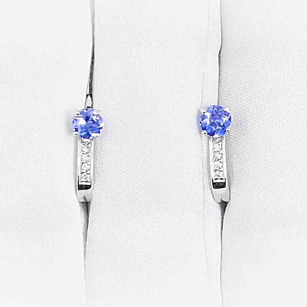 Серьги с танзанитами и бриллиантами из белого золота 585 пробы