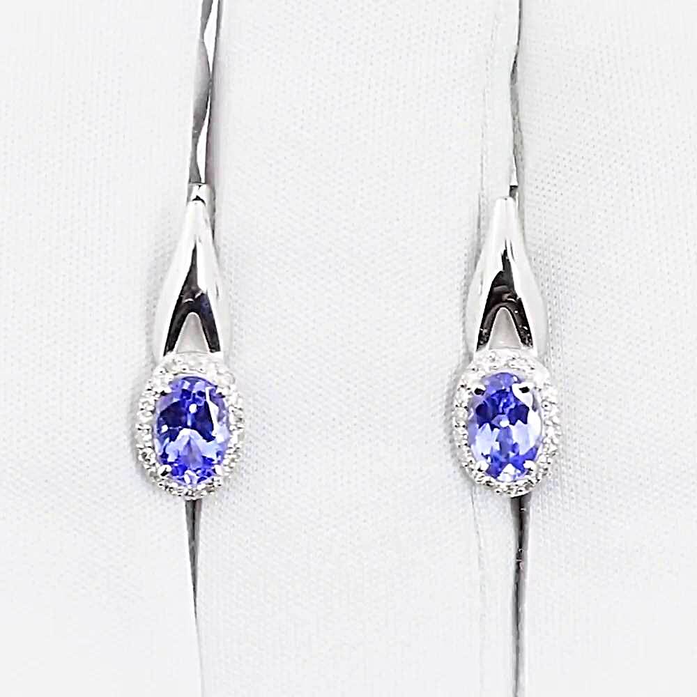 Серьги с танзанитами и бриллиантами из белого золота 585 пробы
