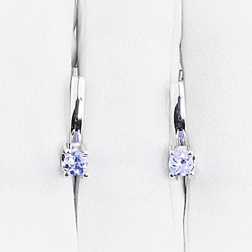 Серьги с танзанитами из белого золота 585 пробы