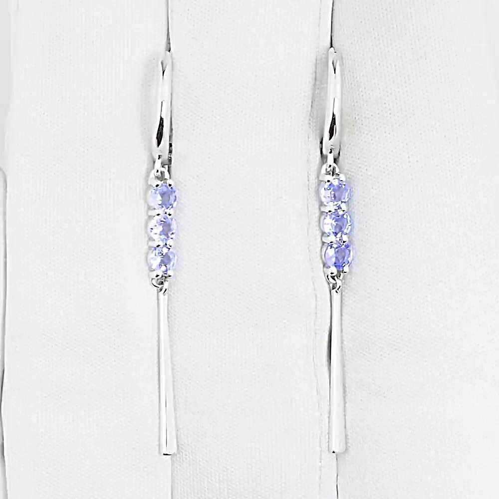 Серьги с танзанитами из белого золота 585 пробы