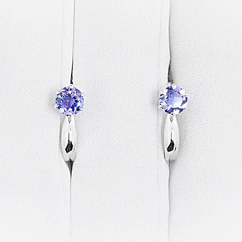 Серьги с танзанитами из белого золота 585 пробы