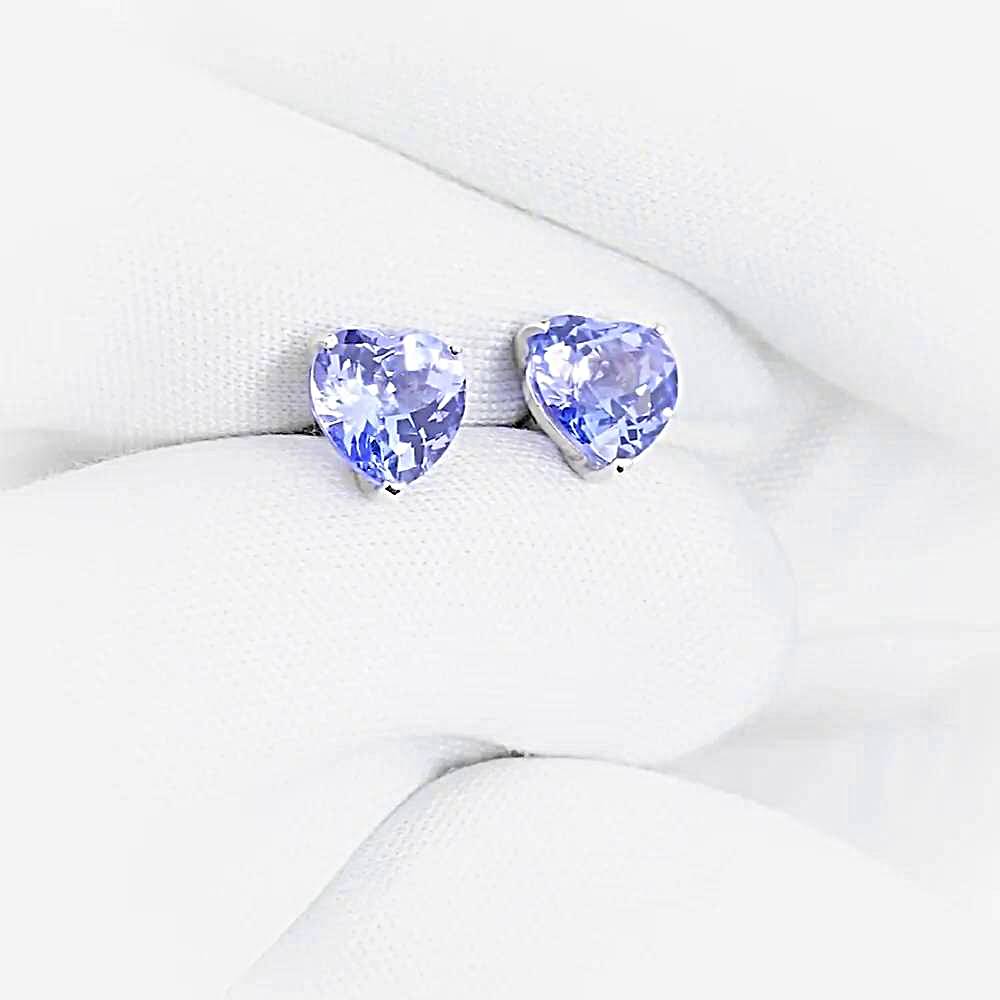 Серьги с танзанитами из белого золота 585 пробы