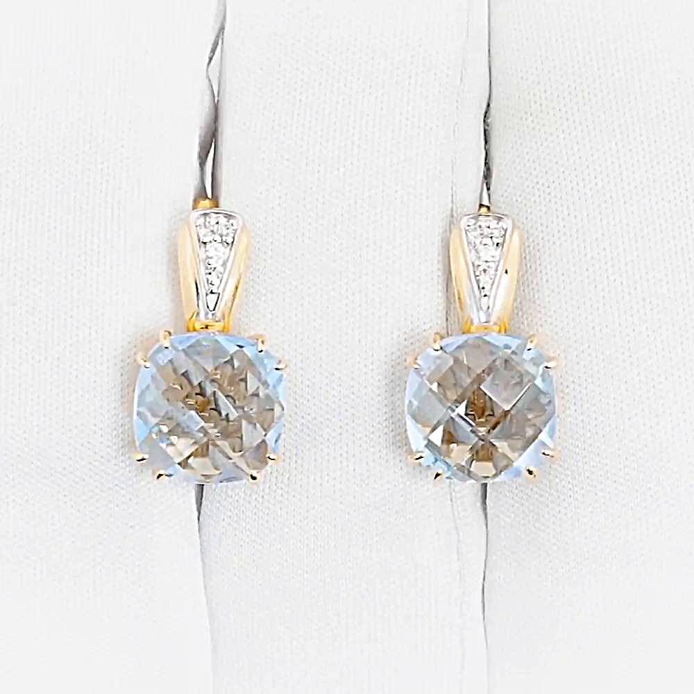 Серьги с топазами и бриллиантами из красного золота 585 пробы