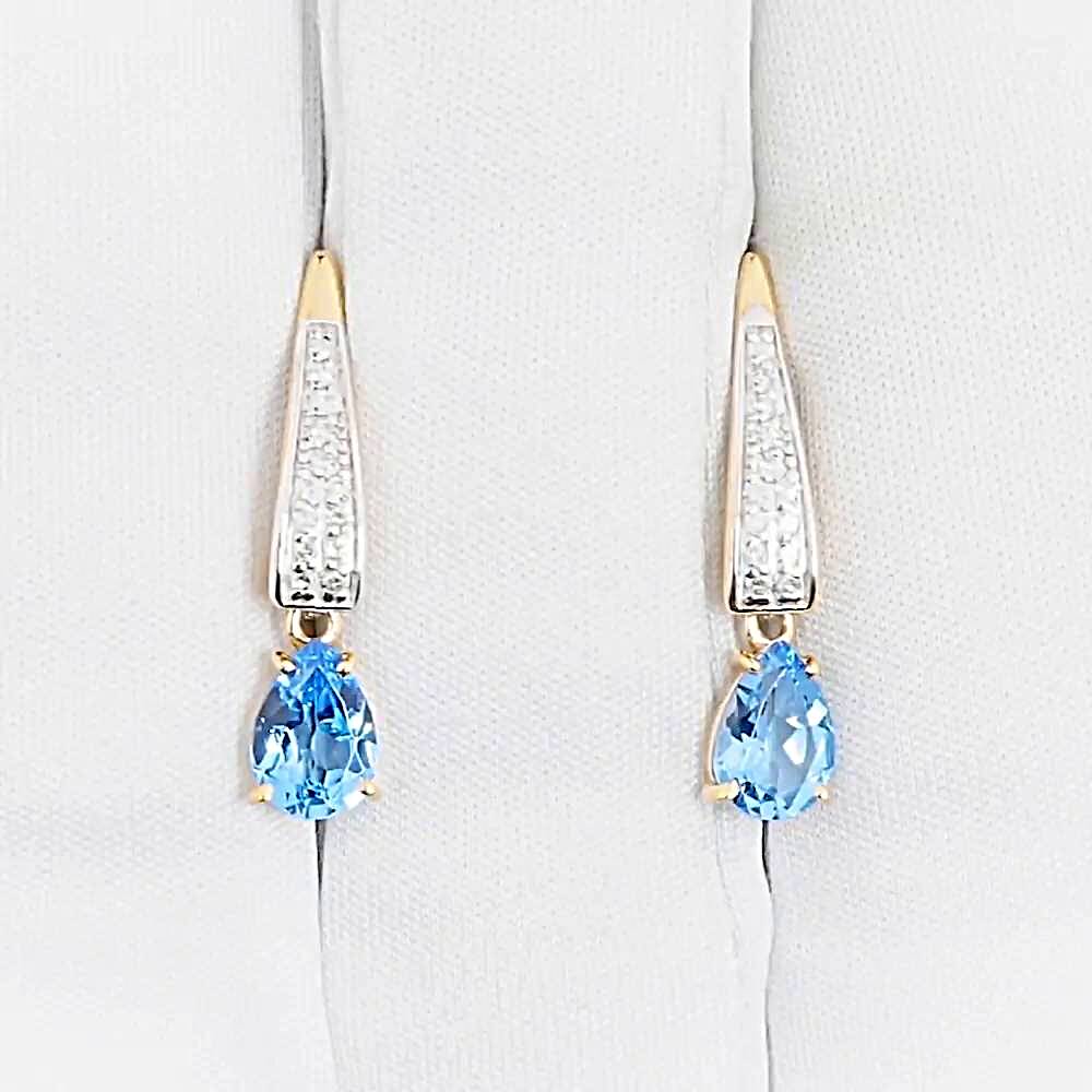 Серьги с топазами и бриллиантами из красного золота 585 пробы