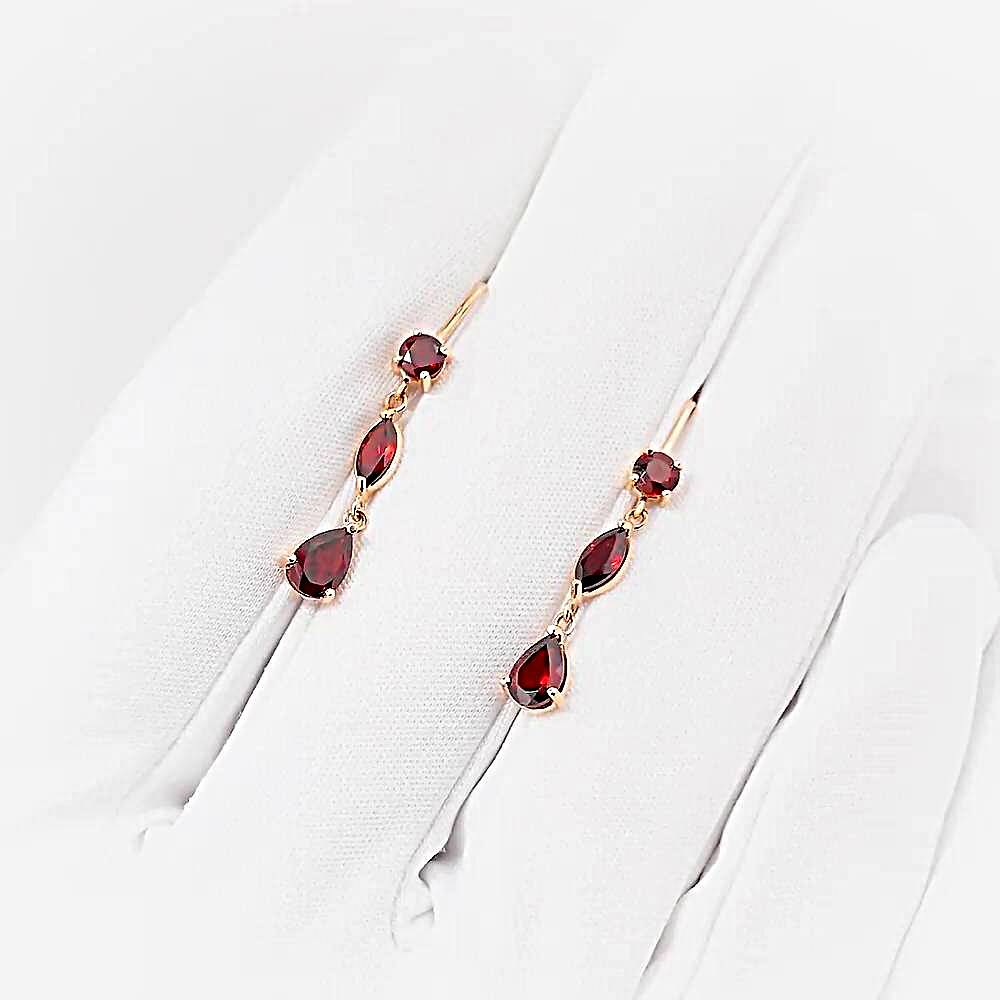 Серьги с гранатами из красного золота 585 пробы