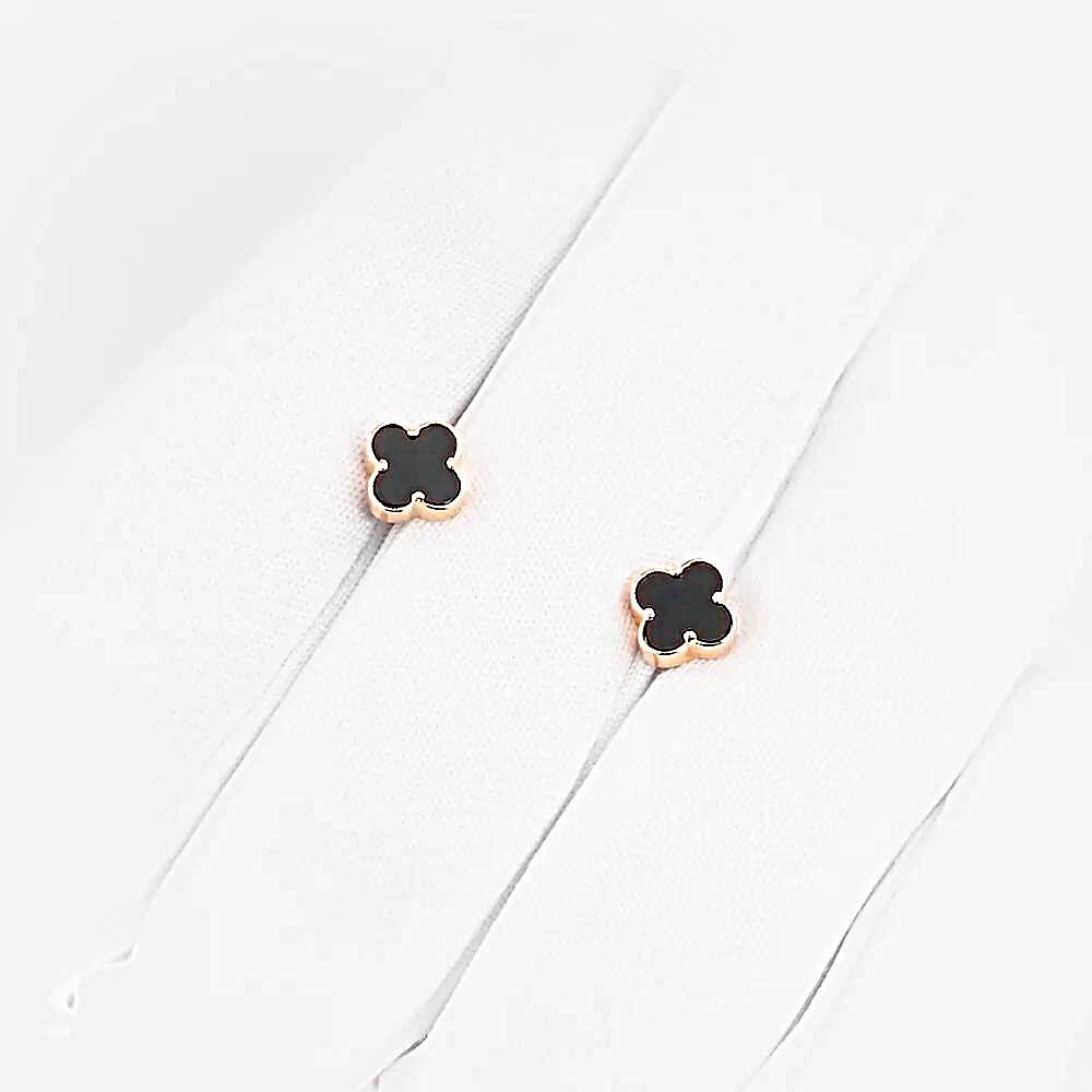 Серьги-продевки с ониксом из красного золота 585 пробы