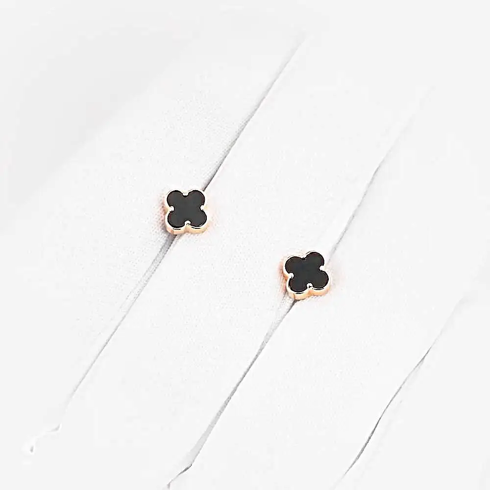 Серьги-продевки с ониксом из красного золота 585 пробы 1