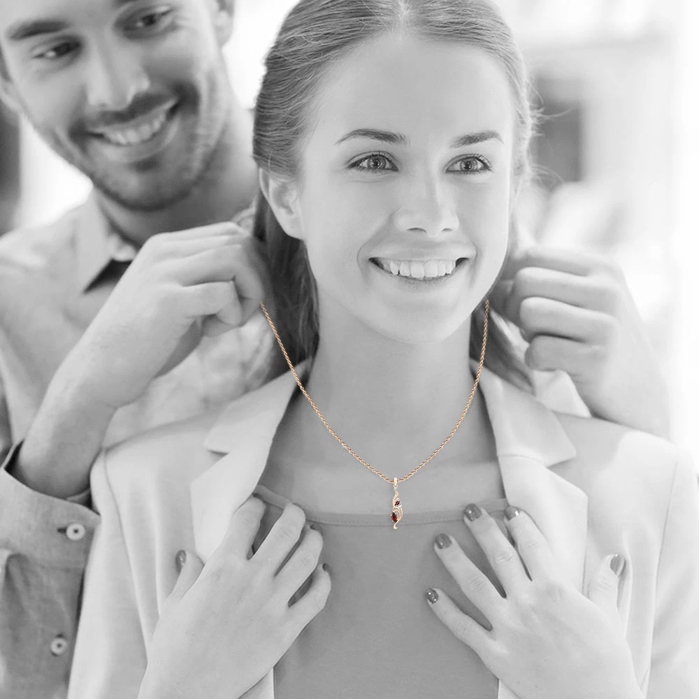 Подвес с гранатами из красного золота 585 пробы 2