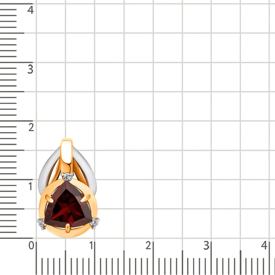 Подвес с гранатами и фианитами из красного золота 585 пробы 3