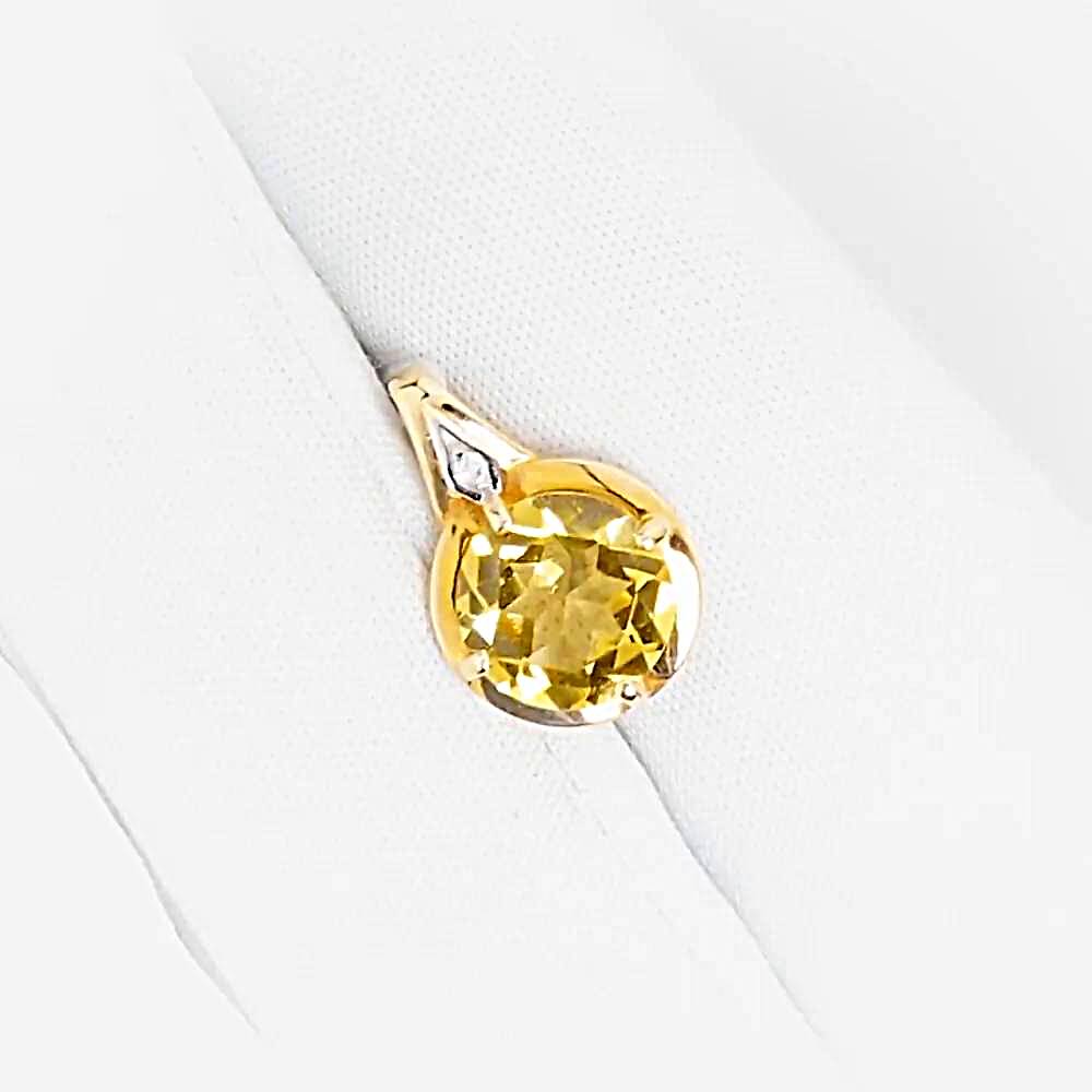 Подвес с цитрином и фианитом из красного золота 585 пробы 1