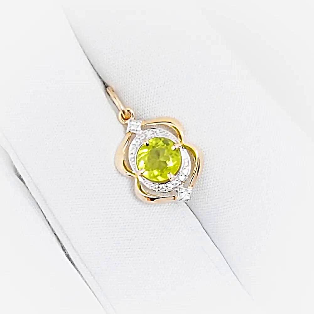 Подвес с хризолитами и фианитами из красного золота 585 пробы 1