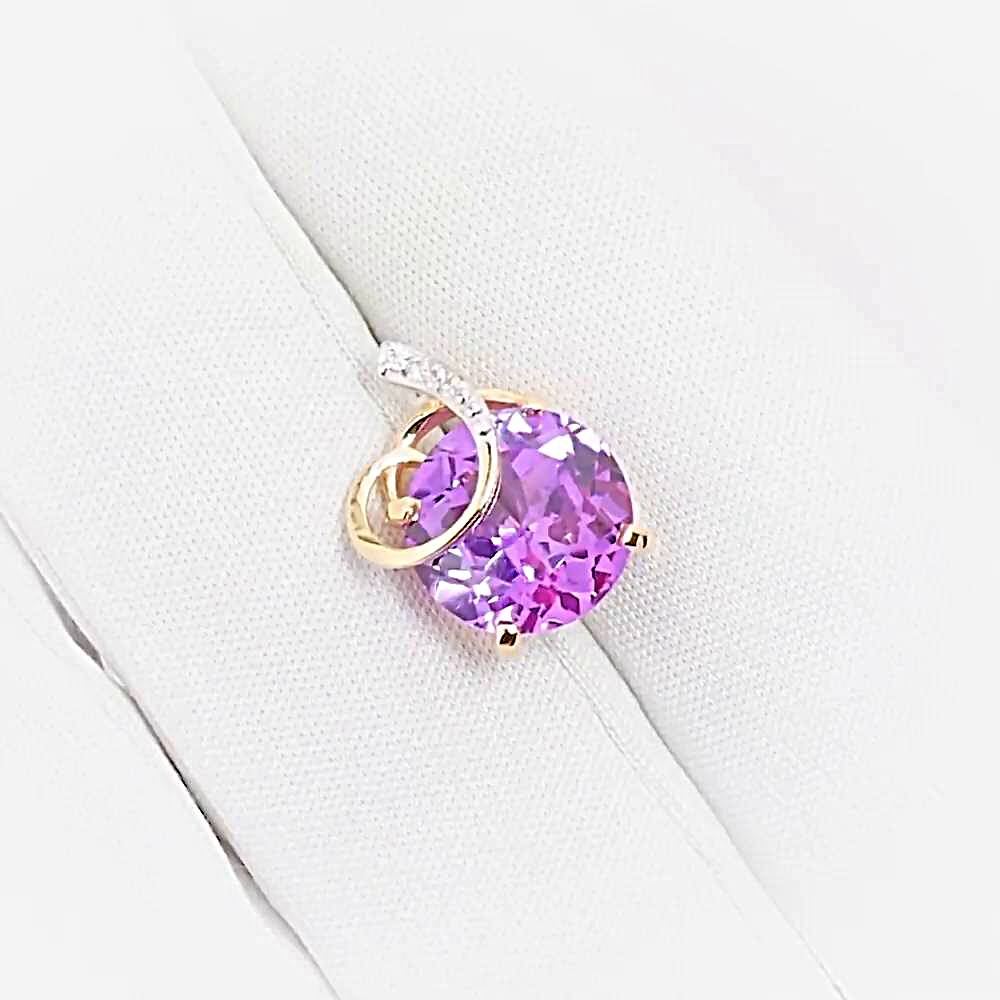 Подвес с александритом синтетическим и фианитами из красного золота 585 пробы 1