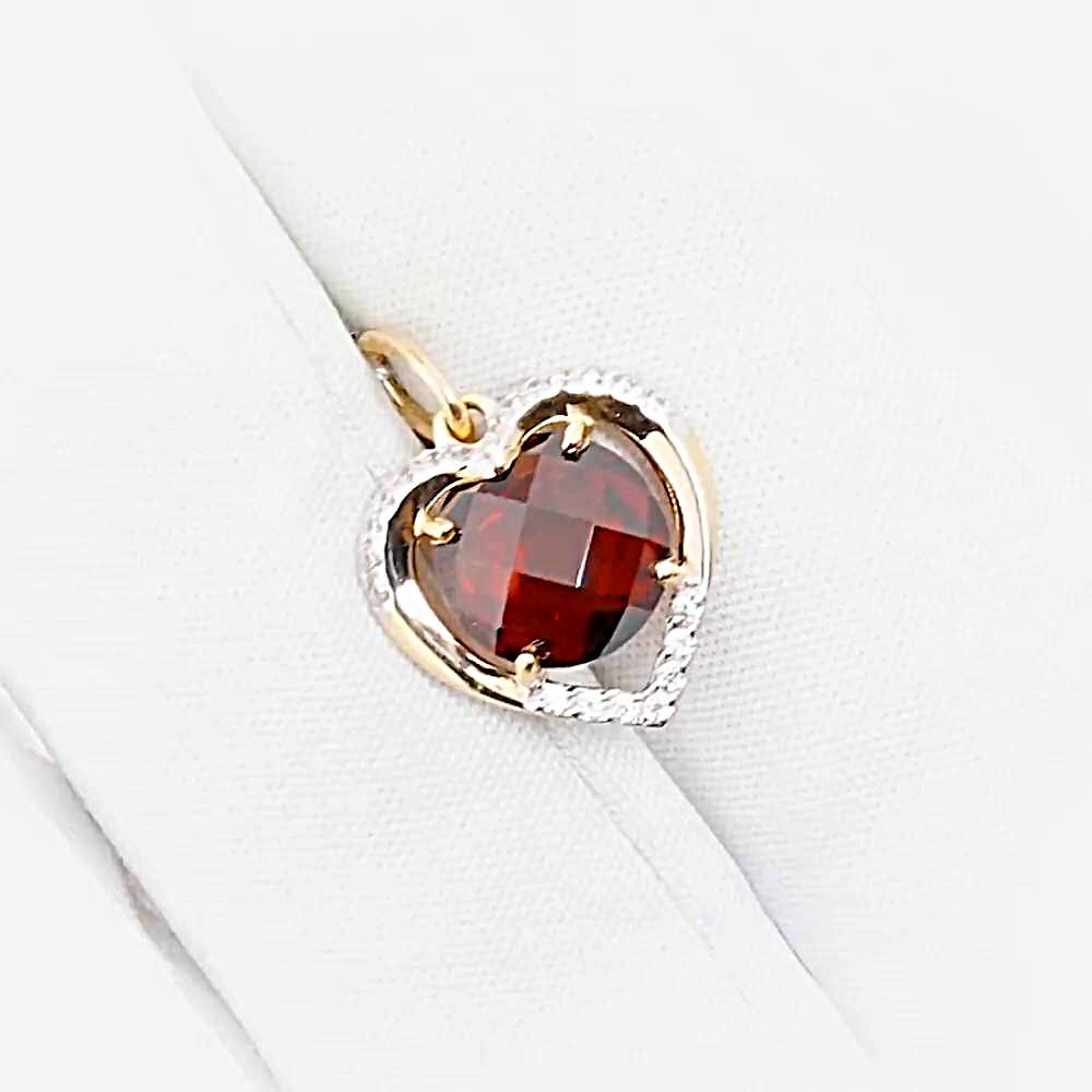 Подвес с гранатами и фианитами из красного золота 585 пробы 1