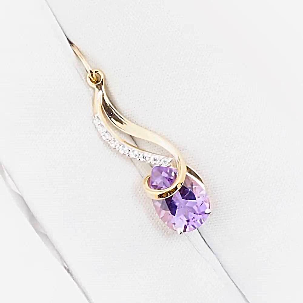 Подвес с аметистами и фианитами из красного золота 585 пробы 1