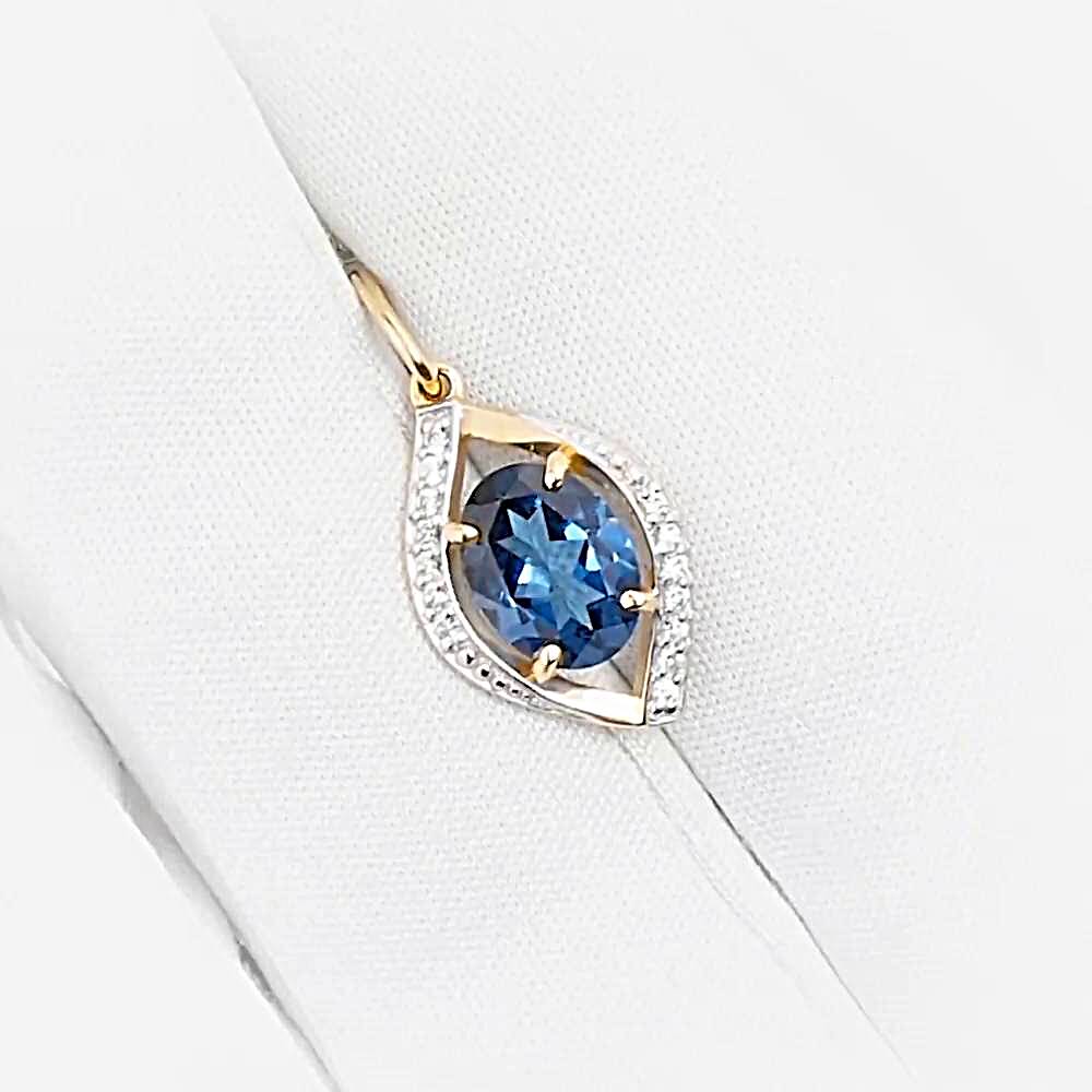 Подвес с топазом лондон и фианитами из красного золота 585 пробы 1