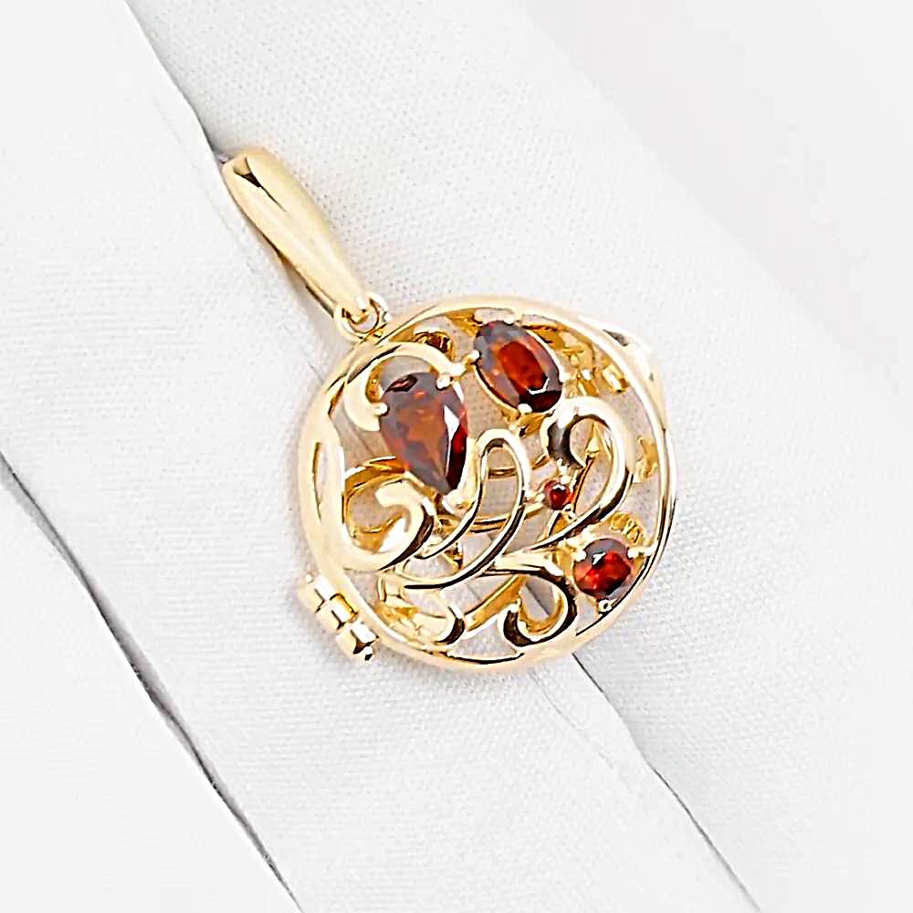 Подвес с гранатами из красного золота 585 пробы 1