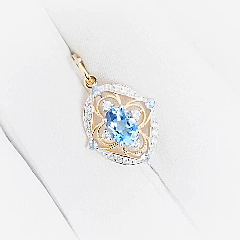 Подвес с топазами и фианитами из красного золота 585 пробы 1