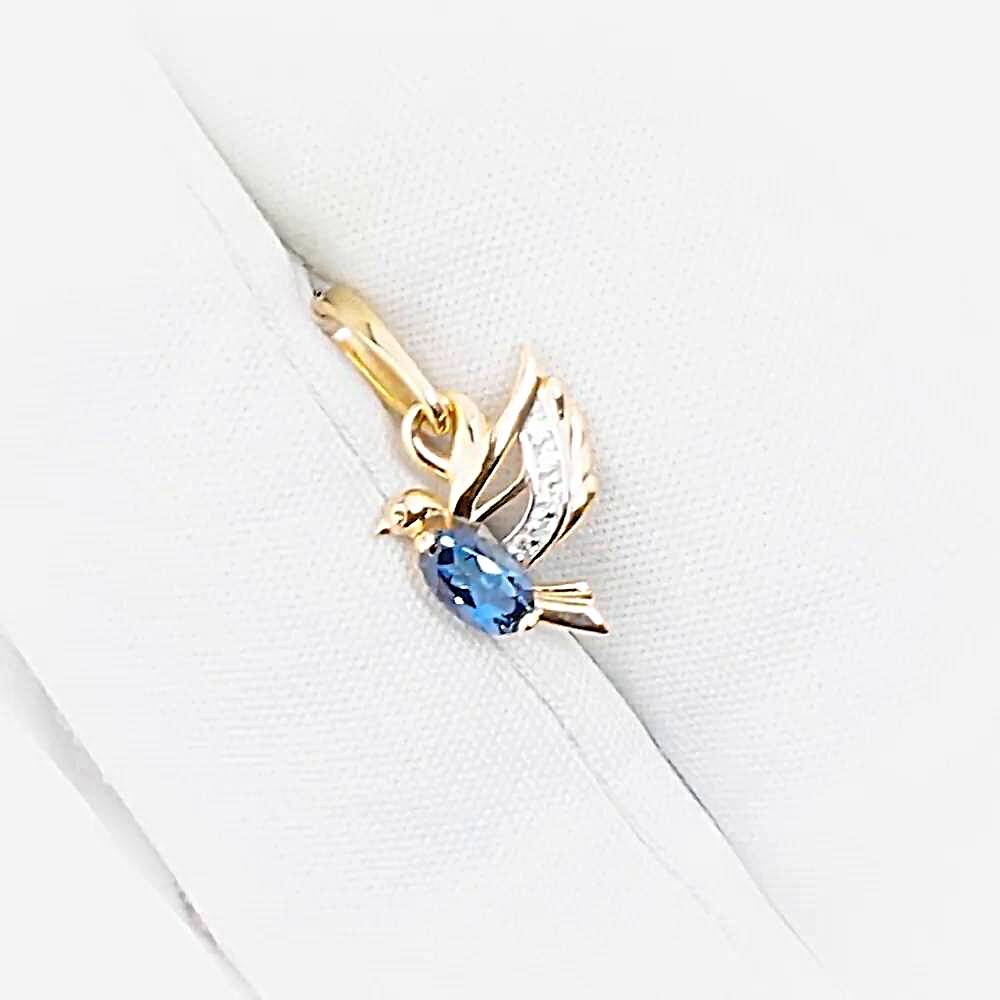 Подвес  Голубь с топазом лондон и фианитами из красного золота 585 пробы 1