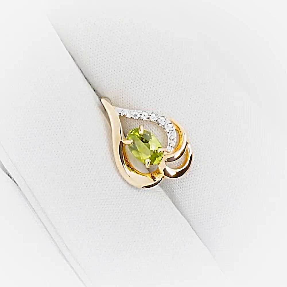 Подвес с хризолитами и фианитами из красного золота 585 пробы 1