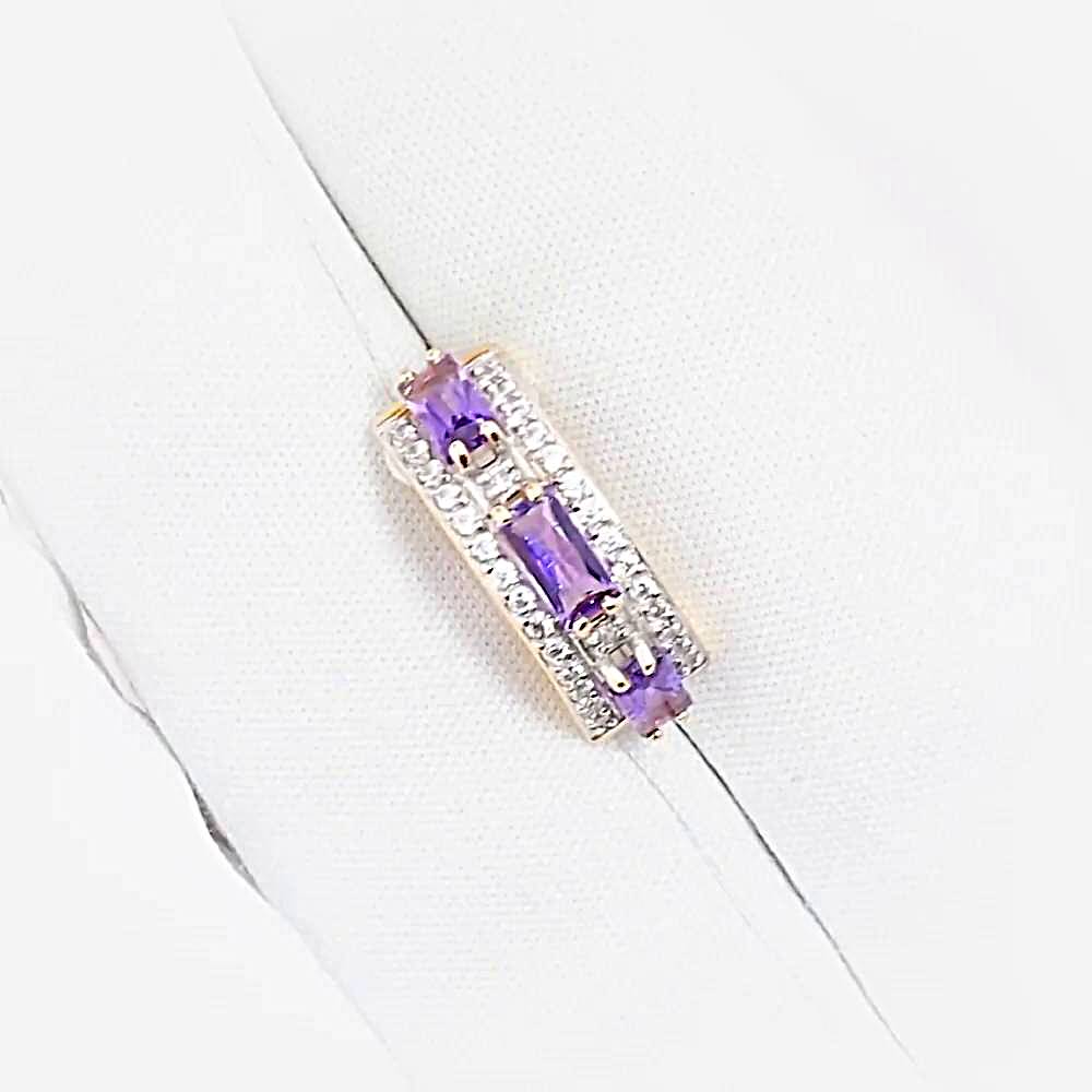 Подвес с аметистами и фианитами из красного золота 585 пробы