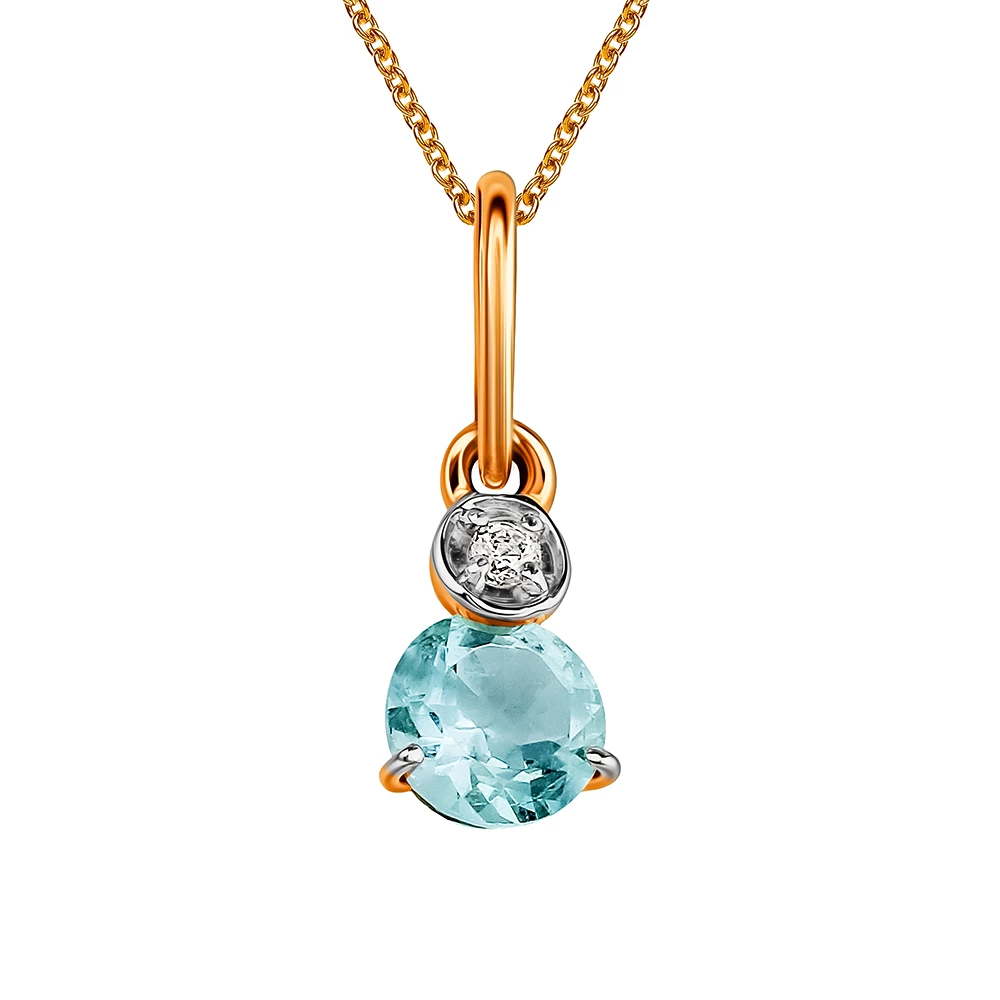 Подвес с топазом и фианитом из красного золота 585 пробы