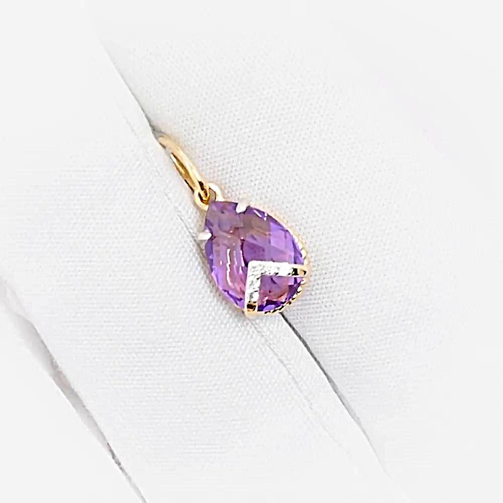 Подвес с аметистами и фианитами из красного золота 375 пробы 1