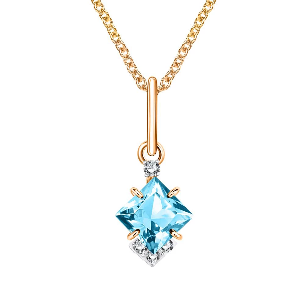 Подвес с топазами и фианитами из красного золота 375 пробы Подвес с топазами и фианитами из красного золота 375 пробы