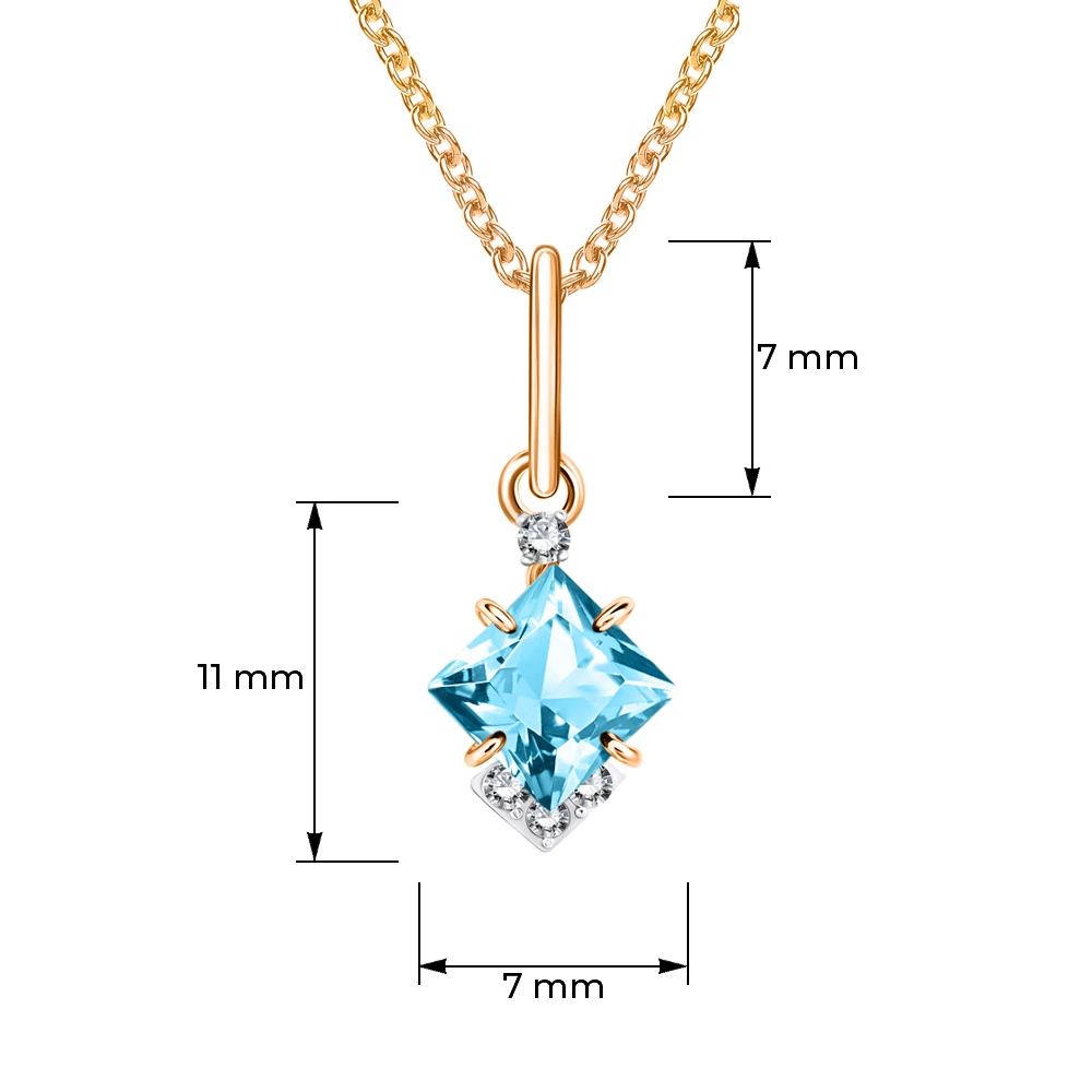 Подвес с топазами и фианитами из красного золота 375 пробы Подвес с топазами и фианитами из красного золота 375 пробы