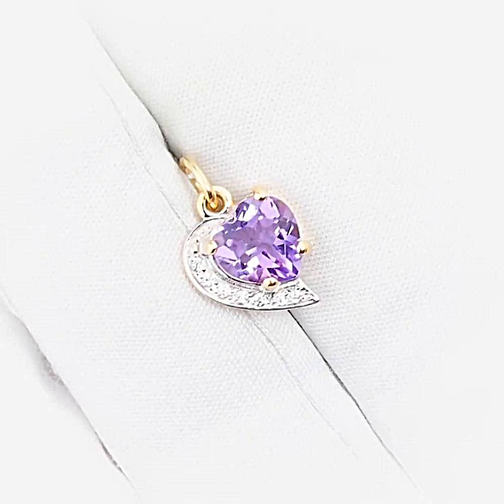 Подвес с аметистами и фианитами из красного золота 585 пробы