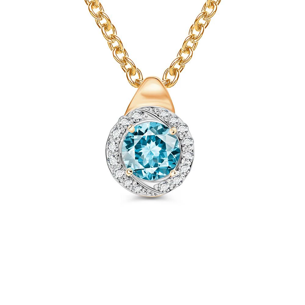 Подвес с топазами и фианитами из красного золота 585 пробы