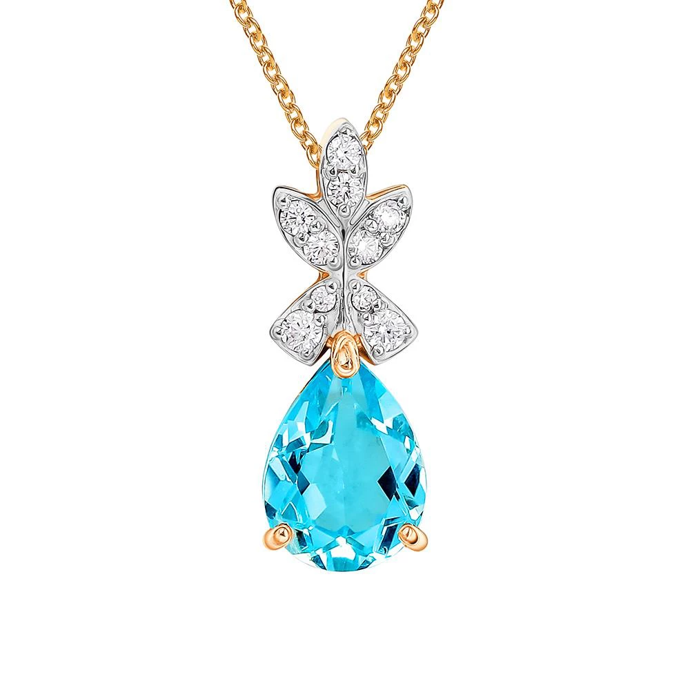 Подвес с топазами и фианитами из красного золота 585 пробы