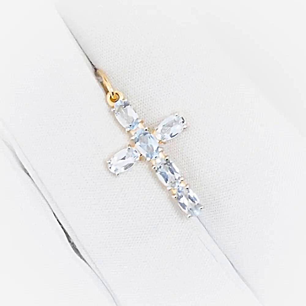 Крестик с топазами из красного золота 585 пробы Крестик с топазами из красного золота 585 пробы