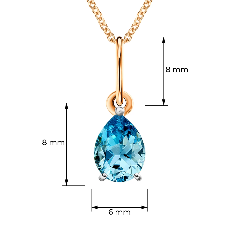 Подвес с топазом из красного золота 585 пробы