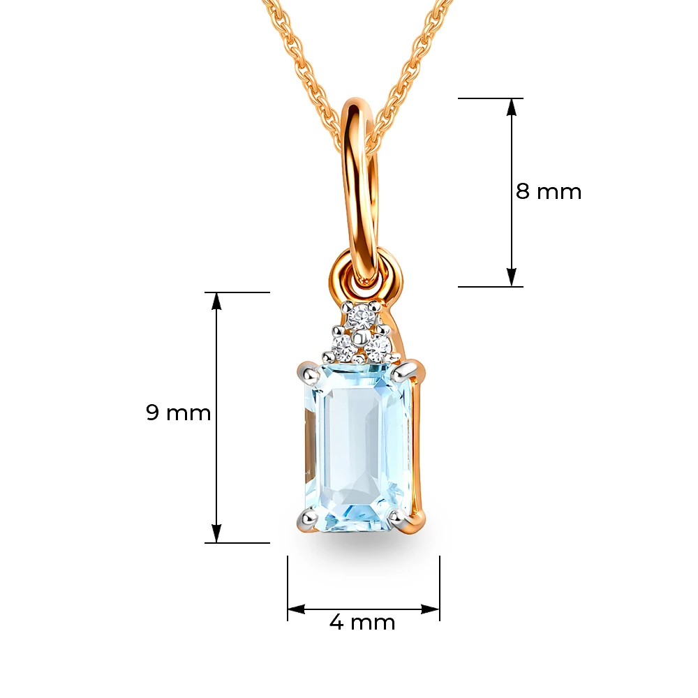 Подвес с топазами и фианитами из красного золота 585 пробы