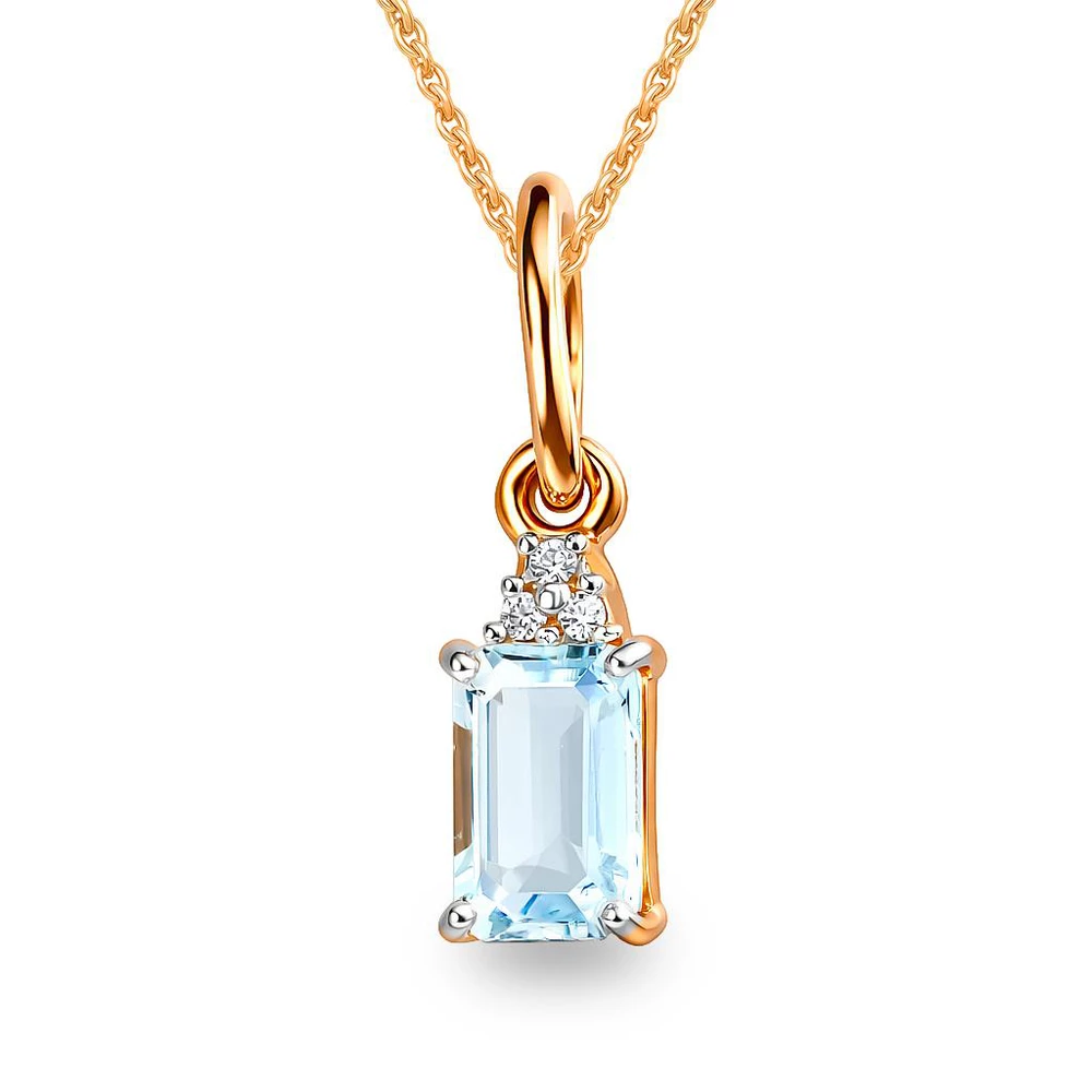 Подвес с топазами и фианитами из красного золота 585 пробы