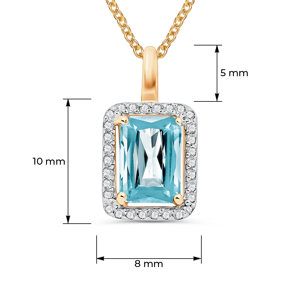 Подвес с топазами и фианитами из красного золота 585 пробы