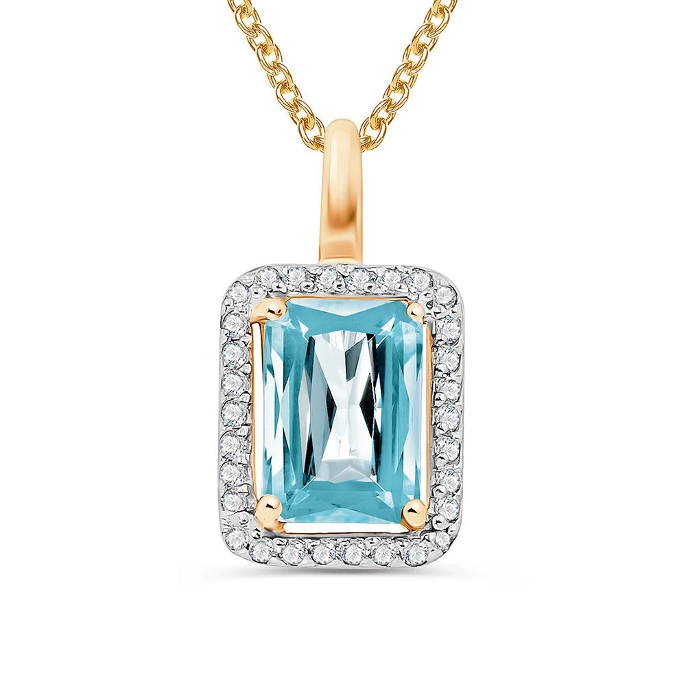 Подвес с топазами и фианитами из красного золота 585 пробы