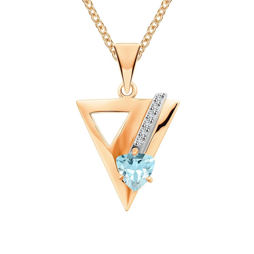 Подвес с топазами и фианитами из красного золота 585 пробы